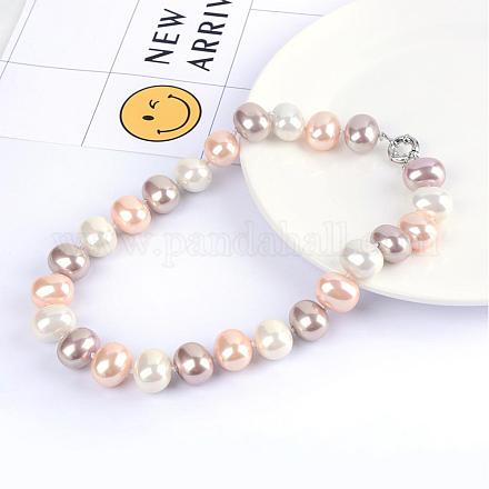 Shell Pearl Beaded Necklaces NJEW-Q299-02-1