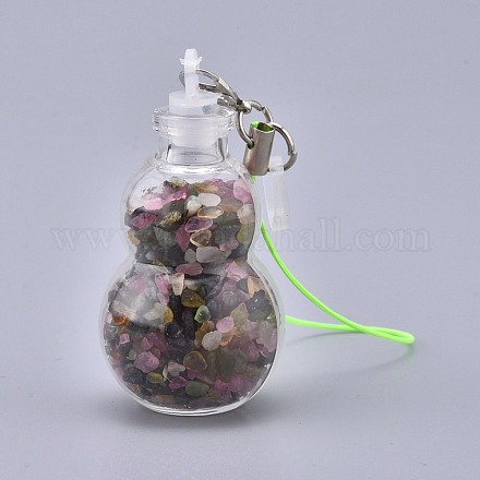 Transparent Glass Wishing Bottle Pendant Decoration HJEW-K033-B01-1