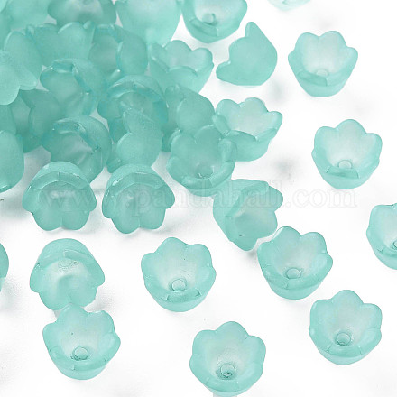 Frosted 6-Petal Acrylic Bead Caps X-FACR-T005-02-1
