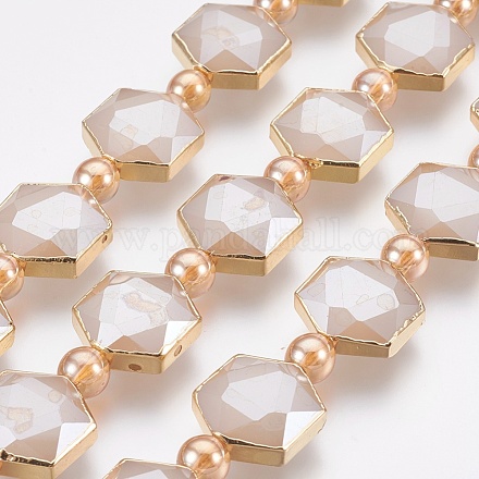 Chapelets de perles en verre électroplaqué EGLA-P043-B04-1