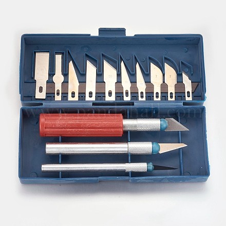 Zufällige Farbe Metallgriff Skalpellklinge Holz Papierschneider Handwerk Stift Messer Gravur schneiden Lieferungen TOOL-WH0046-03-1