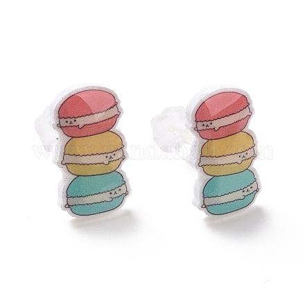 Orecchini a bottone in acrilico colorato imitazione cibo con perni in plastica per donna EJEW-F293-02A-1