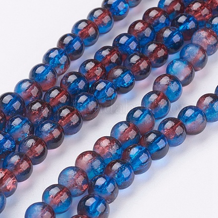 Spray Painted Crackle Glass Beads Strands CCG-Q002-6mm-12-1
