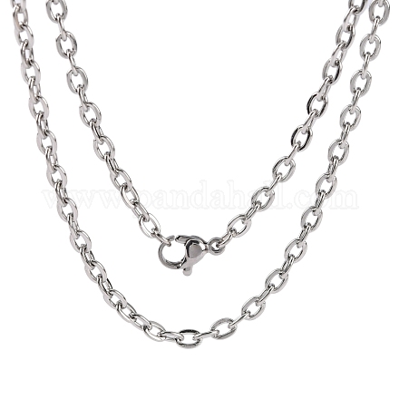 Fabricación clásica de collar de cadena de cable para mujer y hombre de acero inoxidable liso 304 STAS-P045-03P-1