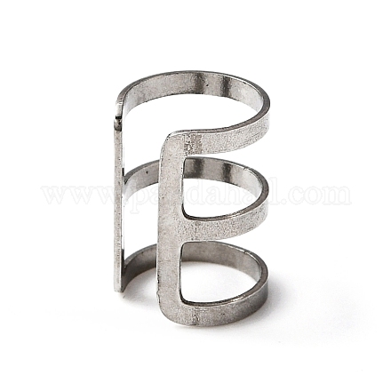 304 Stainless Steel Triple Line Wide Chunky Cuff Earrings for Women EJEW-TAC0015-08P-1