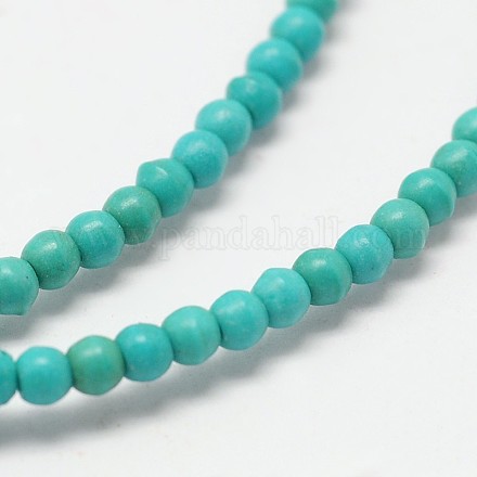 Chapelet de perle ronde en turquoise synthétique teintée G-P083-3mm-92F-1