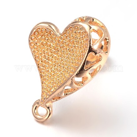 Heart Alloy Stud Earrings Findings PALLOY-N0134-39KCG-1