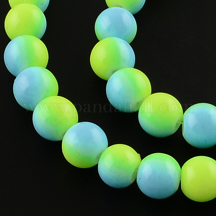 Two-Color Baking Painted Glass Bead Strands DGLA-R050-8mm-26-1