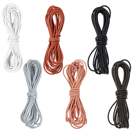 PH PandaHall 24 Yards Jewelry Leather Cord 6 Colors Leather String Cord 2mm Round Cowhide Leather Cord Leather Cording for Necklace Bracelet Jewelry Making Beading DIY Crafts Hobby Project WL-PH0004-14-1