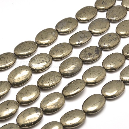 Oval Natural Pyrite Beads Strands G-I126-19-25x18mm-1