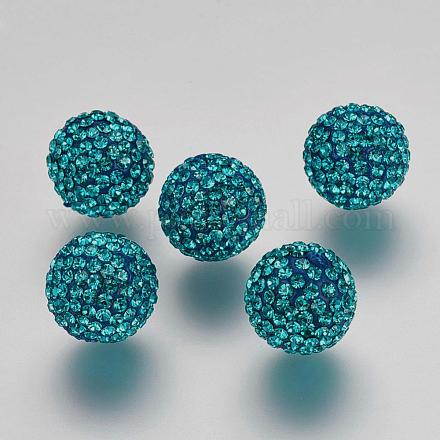 Demi-percé cristal tchèque strass pavé de perles de boule disco RB-A059-H12mm-PP9-229-1