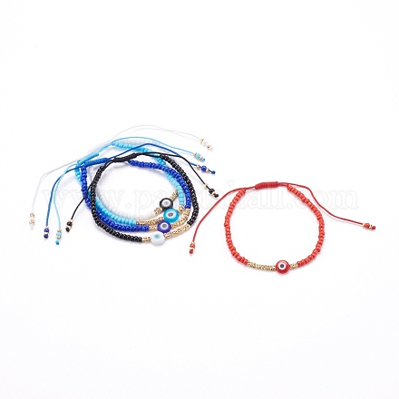 Регулируемые нейлоновые шнур плетеный браслеты из бисера BJEW-JB06023-1