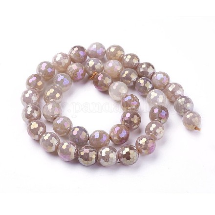 Electroplate Natural Sunstone Beads Strands G-P430-12-D-1