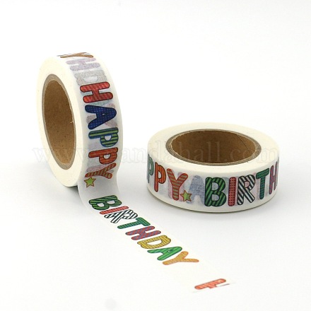 誕生日のテーマの装飾的な紙テープ  マスキングテープ  DIYスクラップブッキングサプライギフトデコレーション用  お誕生日おめでとうございます  カラフル  5mm  約10.94ヤード（10m）/ロール TAPE-PW0001-096-1