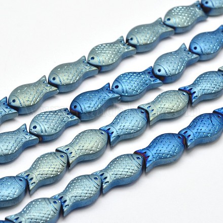 Pleins plaqués galvanoplastie dépoli perles de poissons de fils de verre X-EGLA-M001-B01-1
