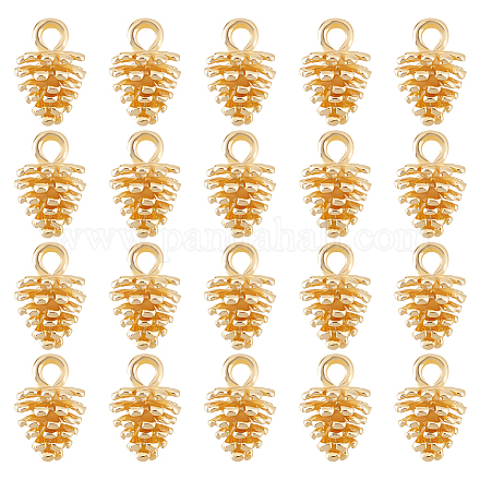 DICOSMETIC 20Pcs Golden Pine Cone Charm Nature Nuts Charm Plant Ornament Pendant Tibetan Brass Pine Cone Charm with Hole Dangle Pendant Supplies for Christmas Decor Jewelry Making KK-DC0002-28-1