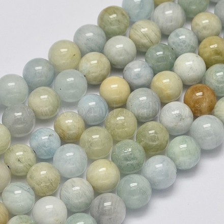 Round Natural Aquamarine Beads Strands G-K068-05-8mm-1