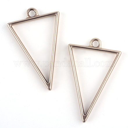 Matte Style Rack Plating Alloy Triangle Open Back Bezel Pendants PALLOY-S047-09A-FF-1