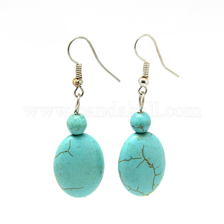 Dyed Synthetic Turquoise Dangle Earrings EJEW-Q695-13-1