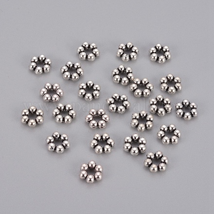 Vintage Style Antique Silver Tone Daisy Spacer Beads X-LFH267Y-NF-1