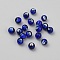 Handmade Lampwork Beads, Round with Stripe Pattern, Blue, 8.5mm, Hole: 1.9mm