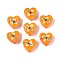 Handmade Lampwork Beads, Heart with Flower, Orange, 15~16x16~17x8~10mm, Hole: 1.2~1.6mm