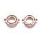 Brass Micro Pave Cubic Zirconia Links connectors, Ring, Clear, Rose Gold, 20x15x2.2mm, Hole: 1.2mm