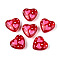 Transparent Glass Beads, Heart, with Enamel, Hot Pink, 19~20x20.5x8.5~9mm, Hole: 1~1.2mm