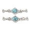 Brass Micro Pave Clear Cubic Zirconia Fold Over Clasps, with Synthetic Turquoise, Rhombus, Platinum, 55mm