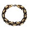 201 Stainless Steel Byzantine Chain Bracelets, with 304 Stainless Steel Clasps, Black, Golden, 8-3/4 inch(22.2cm)