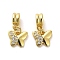 Rack Plating Brass Micro Pave Cubic Zirconia Charms, Long-Lasting Plated, Lead Free & Cadmium Free, Butterfly, Real 18K Gold Plated, 20.5mm, Hole: 3.5mm