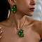 Flower Iron Stud Earring & Pendant Necklaces Sets for Women, Green, 360mm