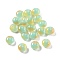 Two Tone Transparent Resin Beads, Imitation Cat Eye Beads, Rondelle, with Glitter Powder, Green, 10x6mm, Hole: 1.5mm