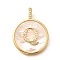 Rack Plating Brass Micro Pave Clear Cubic Zirconia Pendants with Shell, Letter Series Charms, Long-Lasting Plated, Lead Free & Cadmium Free, Letter Q, 32x24x3.5mm, Hole: 6x3mm