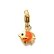 Fish 304 Stainless Steel Enamel Pendant Decorations, Ion Plating(IP), with Lobster Claw Clasp, Real 14K Gold Plated, Orange Red, 11.5x9.5x1.5mm
