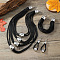 Alloy Barrel Beaded Multilayer Necklaces & Dangle Earring & Multilayer Bracelets Sets, Black, 420mm