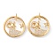 Real 18K Gold Plated Brass Micro Pave Clear Cubic Zirconia Pendants, with Shell, Long-Lasting Plated, Flat Round with Constellation, Aries, 21x18x3mm, Hole: 1.8mm