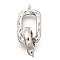 Rectangle Brass Fold Over Clasps, Long-lasting Plated, Lead Free & Cadmium Free, Platinum, 27mm, Hole: 1.4 and 1.2mm