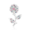 3Pcs Brass Micro Pave Cubic Zirconia Pendants, Flower of Life Charms, Platinum, 30x17x8.3mm
