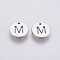 Non-Tarnish 304 Stainless Steel Charms, Flat Round with Letter, Stainless Steel Color, Letter.M, 10x1mm, Hole: 1mm