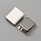 Brass Ribbon End, Rectangle, Platinum, 13.5x11.5x5mm