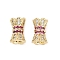 Brass Micro Pave Cubic Zirconia Screw Clasps, Long-Lasting Plated, Rack Plating, Golden, 10.5x6.5mm, Hole: 3mm