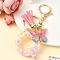 Resin & Acrylic & Faux Suede Tassel Keychain, with Alloy Clasp and Iron Rings, Letter Q, 10cm