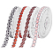 36M 4 Styles Polyester Sport Ball Print Grosgrain Ribbons, Garment Accessories, Mixed Shapes, 3/8 inch(10mm), 9m/color