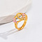 Heart & Flower Brass Pearl Pink Enamel Adjustable Finger Rings, Golden, Letter C, 14mm, Inner Diameter: 17mm