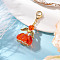 Angel Glass Beaded & Alloy Pendant Decorations, Lobster Claw Clasp for Bag Ornaments, Orange Red, 48mm