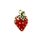 Brass Micro Pave Cubic Zirconia Pendants, Strawberry, with Enamel, Light Gold, FireBrick, 17x11x5mm, Hole: 1.5mm