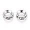 Alloy Rhinestone European Beads, Large Hole Beads, Flat Round, Platinum, 10x3.5mm, Hole: 5mm
