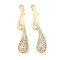 Brass Micro Pave Clear Cubic Zirconia S-Hook Clasps, Teardrop, Real 18K Gold Plated, Hook: 18.5x6x4mm, Inner Diameter: 2.5mm, Teardrop: 22.5x7x6.5mm