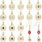 16Pcs 8 Colors Brass Micro Pave Cubic Zirconia Pendants, with Jump Ring, Flat Round with Eye, Real 18K Gold Plated, Mixed Color, 12x10x2mm, Jump Rings: 5x0.8mm, Inner Diameter: 3mm, 2pcs/color